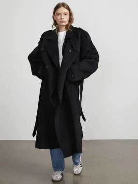 JOHN TRENCHCOAT - WOOL - BLACK